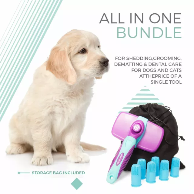 Self Cleaning Slicker Brush Dog Cat Grooming Hair Deshedding Undercoat Pet Puppy