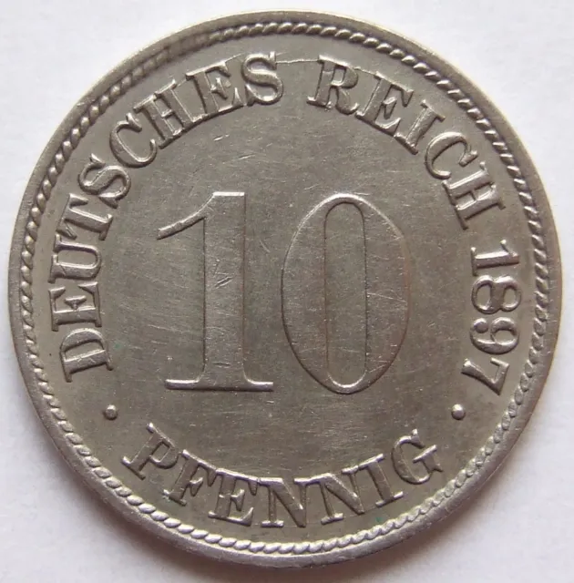 Moneta Reich Tedesco Impero Tedesco 10 Pfennig 1897 G IN
