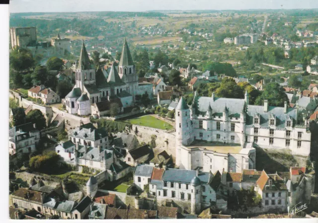 Cpsm Loches Vue Aerienne Sur Le Chateau L' Eglise Saint Ours  Et Le Donjon