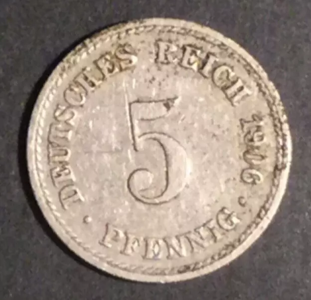 Münze Deutsches Reich 5 Pfennig 1906, Prägestätte A, Cu-Ni