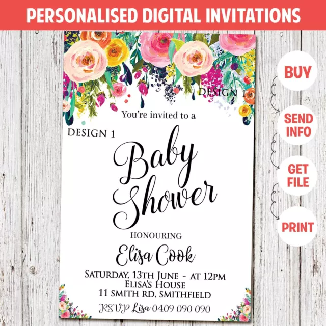 DIGITAL Custom Baby Shower Gender Reveal Sprinkle Invitation Invite Girl Boy 3