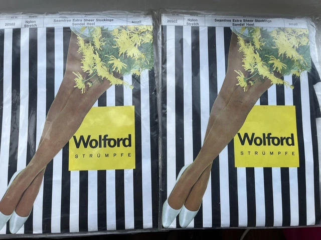 2 Pairs Of Vintage Wolford Seamfree Extra Sheer Stockings Size Small