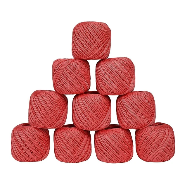 Lot de 10 écheveaux de fils de coton à tricoter mercerisés à broder au...