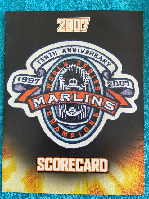 2007 World Series Champinos 10Th Anniversary Scorecard Florida Marlins Sga