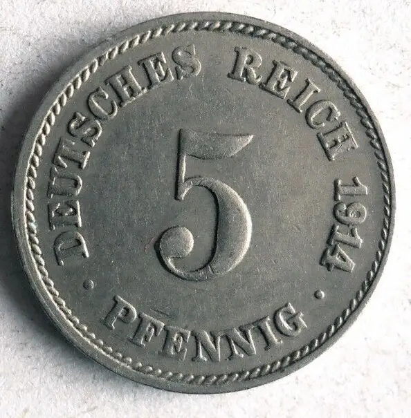 1914 F GERMAN EMPIRE 5 PFENNIG - Excellent Vintage Coin - german BIN #7