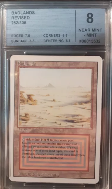 Badlands NM 8 ENG CMG104 Magic MTG Revised duals dual land cardmarket grading