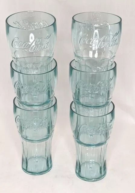 New (6) Coke Coca Cola Restaurant Plastic Tumblers Cups 16 oz San Jade Glasses