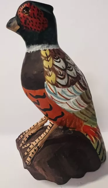 Vintage Hand Carved Stone Pheasant The People's Republic Of China Hand Painted
