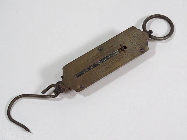 Alte Wildwaage, Zugwaage, Hängewaage / Huches`s Pocket Balance bis 12kg (B056-S)