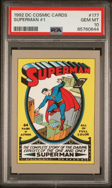 1992 DC Cosmic Cards Superman #1 Comic #177 PSA 10