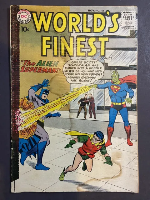 WORLDS FINEST COMICS #105 1959 Batman & Robin W/ 1ST APPEARANCE Of MR MINIATURE