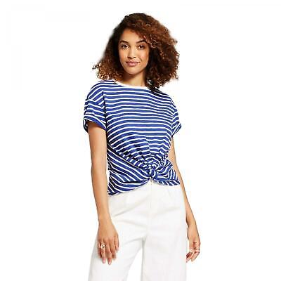 NWT A New Day Women's Striped Twist Front T-Shirt With Ruched Back