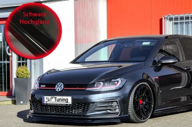 Spoilerschwert Frontspoiler V2 aus ABS für VW Golf 7 GTI Facelift Schwarz Glanz