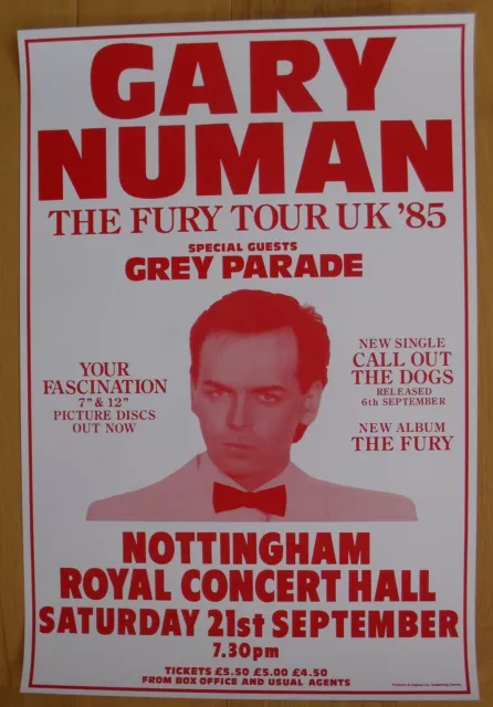 GARY NUMAN original concert poster '85 tubeway army