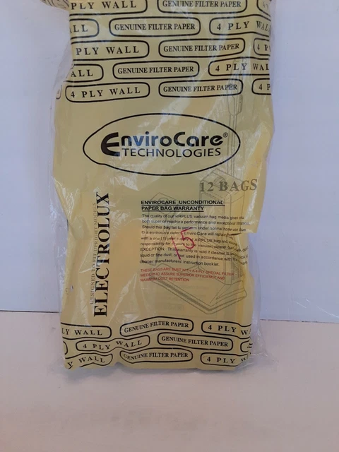 Upright Vacuum AirPlus 4 Ply Style Type U Bags ELECTROLUX ** NEW PACK OF 12 **