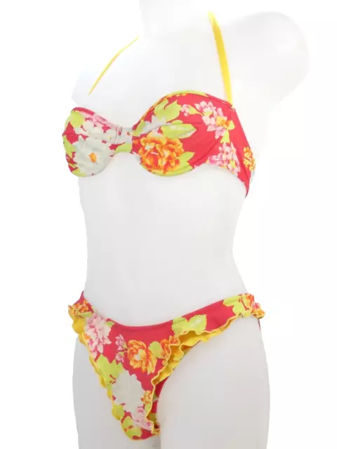 Floral Bikini Y2K Swimsuit Floral Ruffle Halter High Waist Underwired FR40 UK12