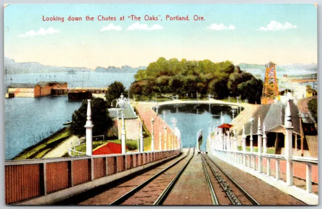 Postcard  "The Oaks" From The Chutes Portland, Oregon roller coaster