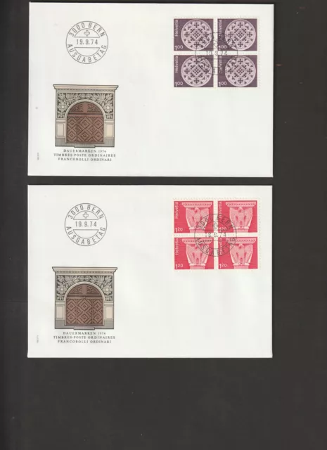 2 Schweiz - FDC`s  - 4er Block - Mi. Nr. 1035-1036 " Dauerserie - Architektur "