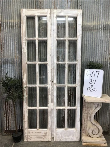 Antique French Double Doors (37x83.5) 10 Pane Glass European Doors G57