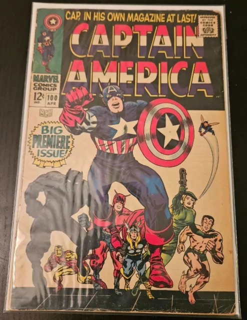 Captain America #100~Big Premiere Issue ~~ 1968 Silver-Age~Key Issue