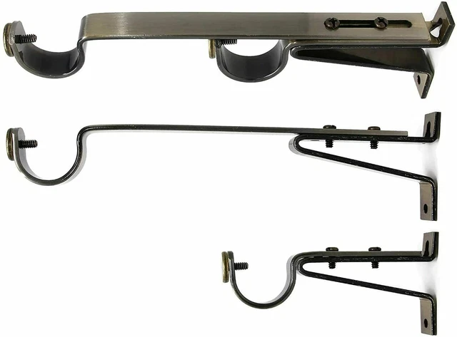 2PCS Long Double Drapery Curtain Window Rod Bracket Holder, Up to 1.25" Rod USA