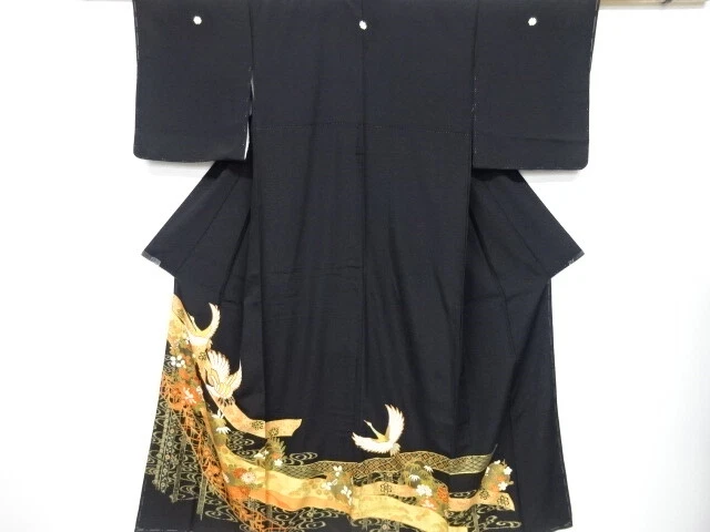 6567035: Japanese Kimono / Vintage Tomesode / Kinsai / Embroidery / Crane & Nosh