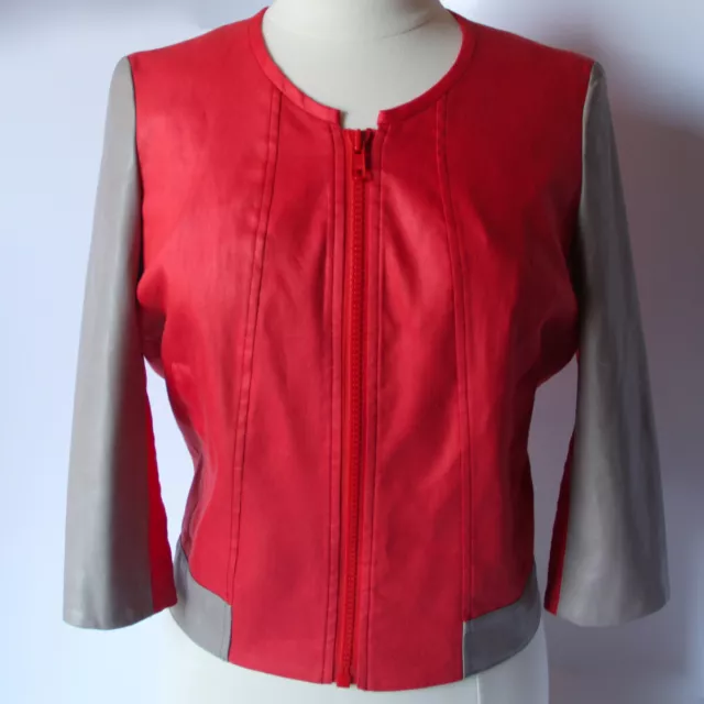 HELMUT LANG TAUPE Leather Coral Linen Jacket SIze S MSRP $725 $129.99 ...