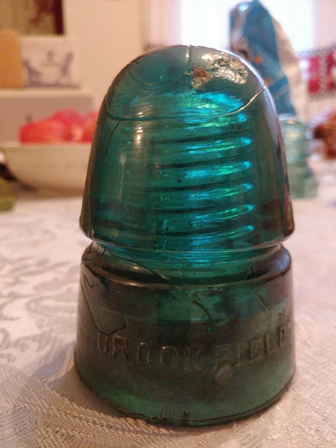 Dark Olive Green Cd  Brookfield New York Glass Insulator