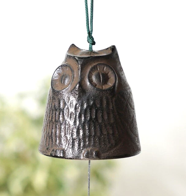 Japanese NANBU Furin owl FUKURO Wind bell Natural sound Traditional h2.4"