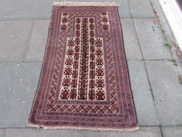 Old Hand Made Traditional Afghan Rug Oriental Wool Brown Preyer Rug 144x83cm