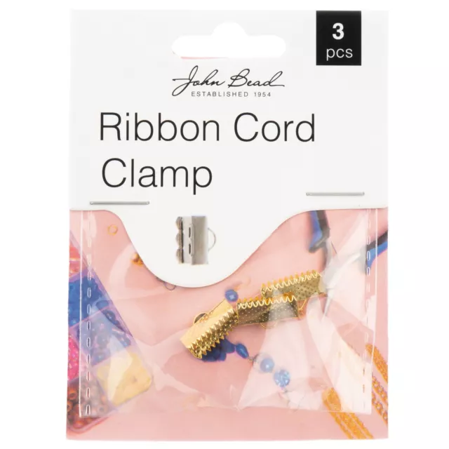 3 Pack John Bead Ribbon Cord Clamp 13mm 3/Pkg-Gold 1401187