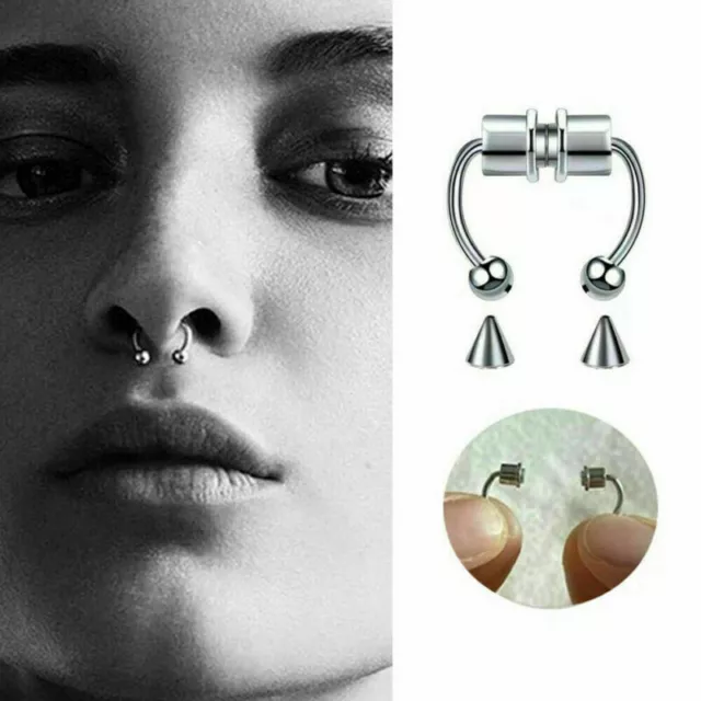 Magnetic Nose Ring Non-Piercing Fake Septum Segment Helix Tragus Faux Clicker UK