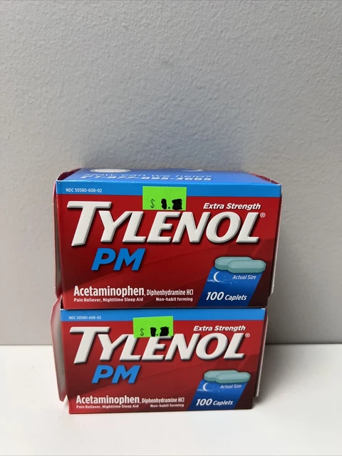 Tylenol PM Pain Reliever/Nighttime Sleep Aid Tablets 100ct -Expiration 03-2024- Tylenol PM Pain Reliever/Nighttime Sleep Aid Tablets 100ct -Expiration 03-2024-