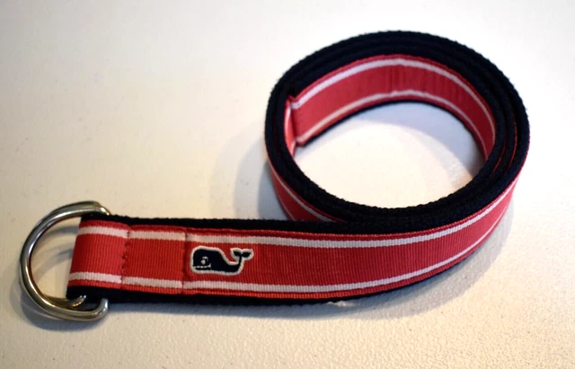 Vineyard Vines D Ring Ribbon Belt Womens Medium 39" Pink Blue Whale