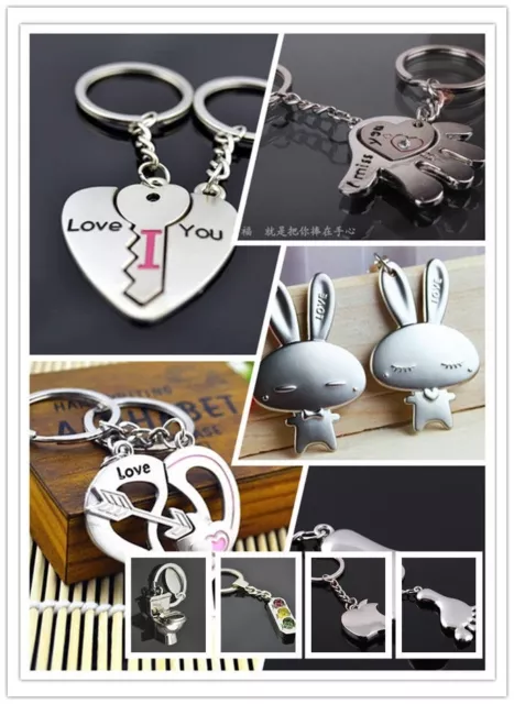 Cute 3D Love Couple Metal Lovers Car Keychain Keyring Key Chain Xmas Gift