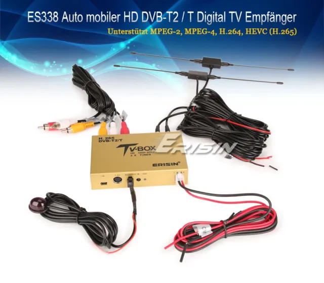 DVB-T2 Box H.264/265 Auto Mobile Digital TV Receiver HDMI USB HEVC 160km/h ES338