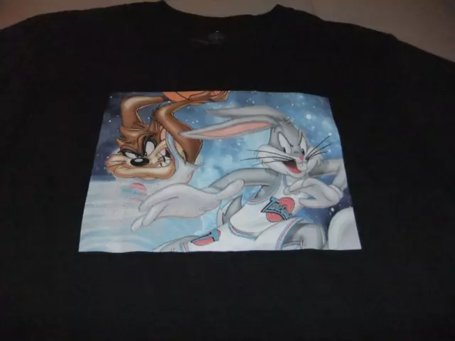 SPACE JAM Shirt ADULT X-LARGE Black Looney Tunes Bugs Bunny Taz BASKETBALL Movie