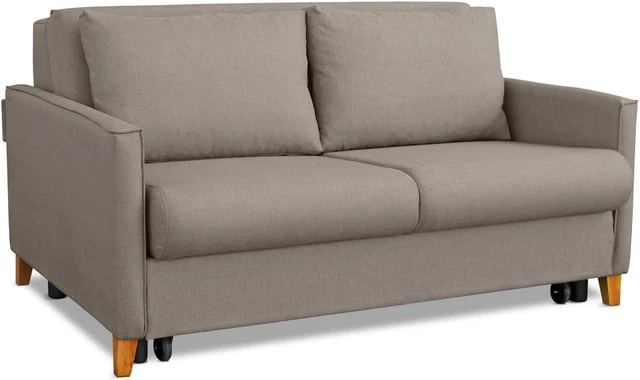 Divano Letto 2 Posti Reclinabile In Velluto - Convertibile 3 In 1, Salvaspazio, Colore Crema - Foto 4