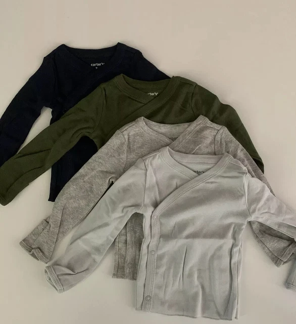 Carters Baby Boy 4-Pack Side Snap Tees Size Preemie Newborn 3 Months Blue Gray
