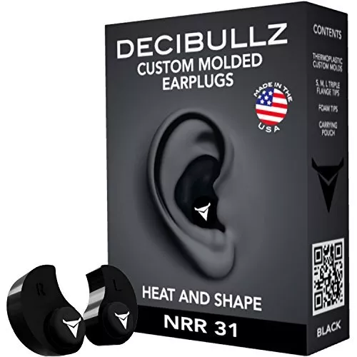 Decibullz - Custom Molded Earplugs, 31dB Highest NRR, Comfortable Hearing Prote