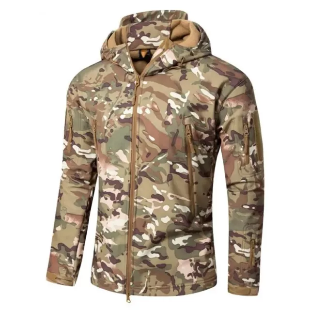 Men's camouflage fleece tactical jacket household windproof hooded jacket 3
