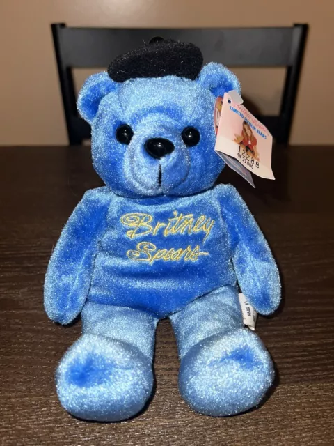 Vintage 1999 Britney Spears Blue Limited Edition Bean Bear Plush #3 NWT