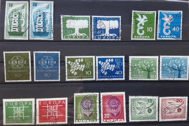 Germany - Collection of 9 Europa sets of used stamps