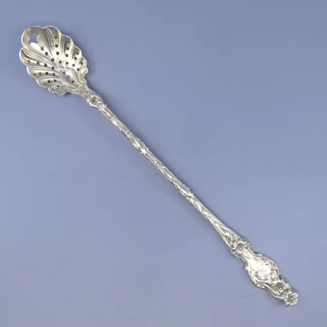 LILY by WHITING Sterling Long Handled Olive Spoon Barware Bar Pierced Mono "N"