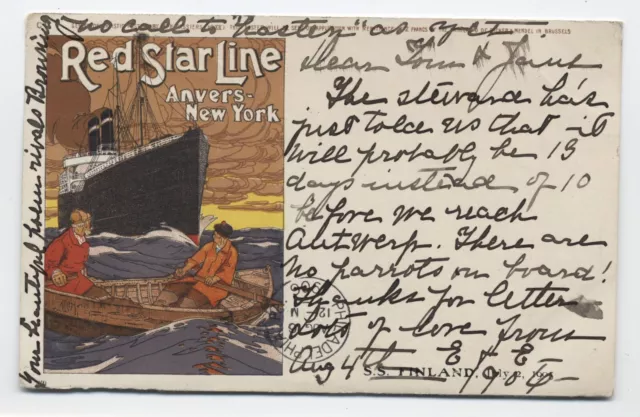 1906 Lewes DE postcard Red Star Line SS Finland [S.3562]