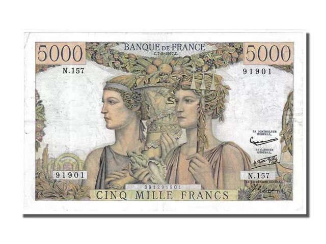 [#151658] Billet, France, 5000 Francs, 5 000 F 1949-1957 ''Terre et Mer'', 1957