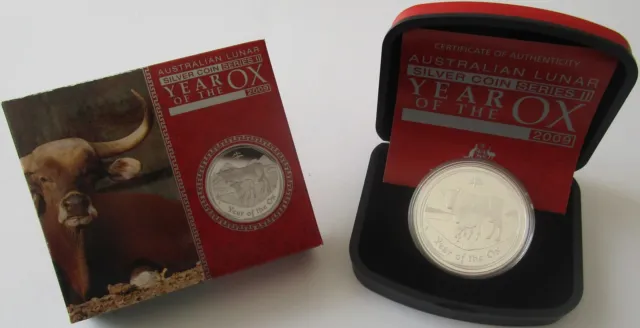 Australia 1 Dollar 2009 Lunar II Ox 1 Oz Silver Proof