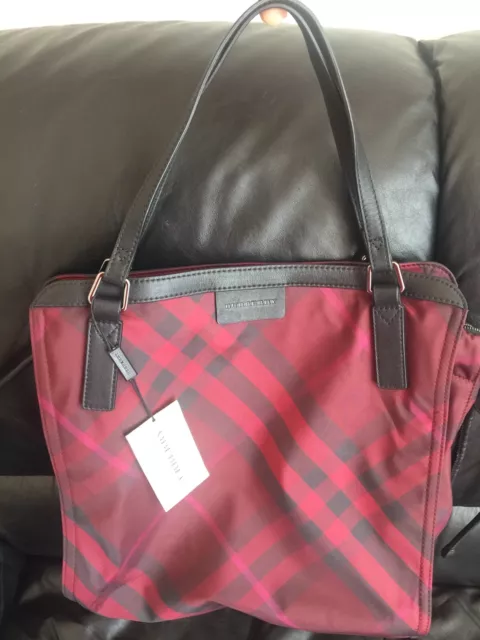 Burberry Medium Buckleigh Large Tote - New With Tag - Burgundy Plaid Expandable