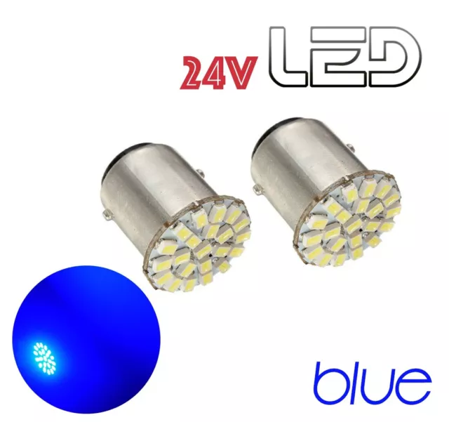 2 Ampoules 24V LED Bleu P21W BA15 Camion Pour RENAULT VOLVO DAF SCANIA