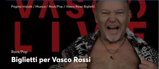 Biglietto Concerto Vasco Rossi Del 22/06/2023 Stadio R. Barbera Palermo 